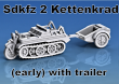 CKMBERG873 - 1:87 Scale - Sdkfz 2 Kettenkrad (Early) - With Trailer With Jerry Cans