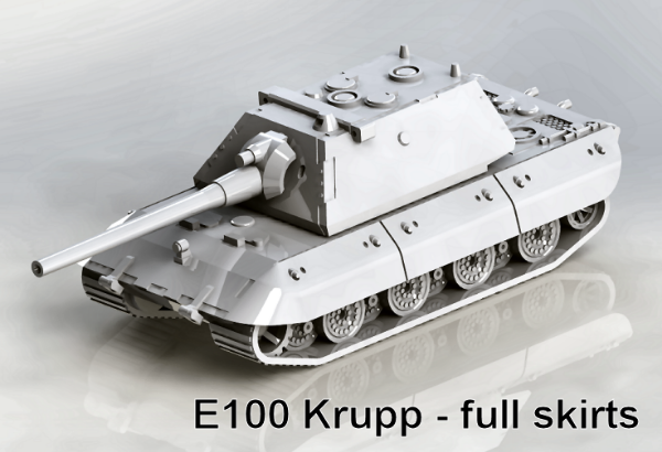 Picture of 1:87 Scale - E-100 - Krupp Turret, Full Skirts