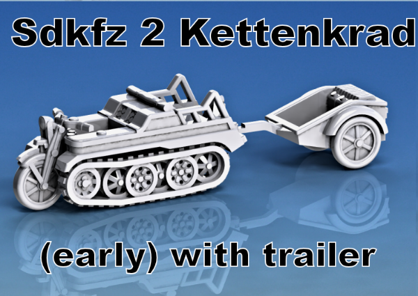 Picture of 1:100 Scale - Sdkfz 2 Kettenkrad (Early) - With Trailer With Jerry Cans