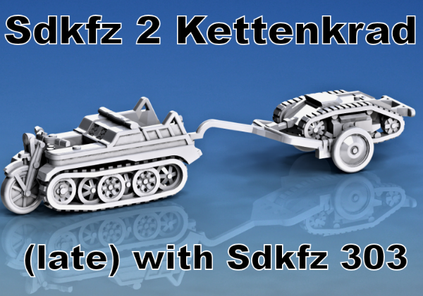 Picture of 1:100 Scale - Sdkfz 2 Kettenkrad (Late) - With Sdkfz 303