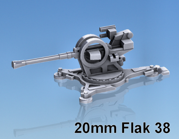 Picture of 1:100 Scale - 20mm Flak 38 - Deployed No Shield