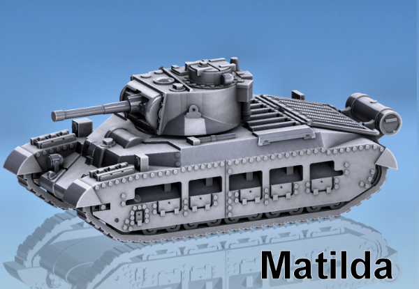 Picture of 1:87 Scale - Matilda II - Cast Tracks. Fuel Tank, Mud Guards