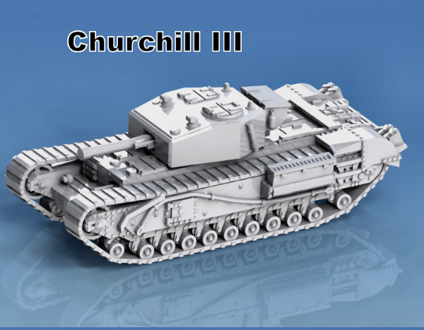 Picture of 1:100 Scale - Churchill III (75mm) - With Short Guards Hull