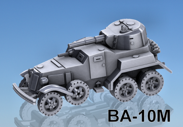 Picture of 1:100 Scale - BA-10M Armoured Car - Stowed Track