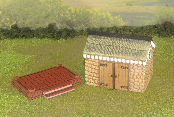 Picture of 1:72 Scale - Storage Shed - Stone - Brick Base