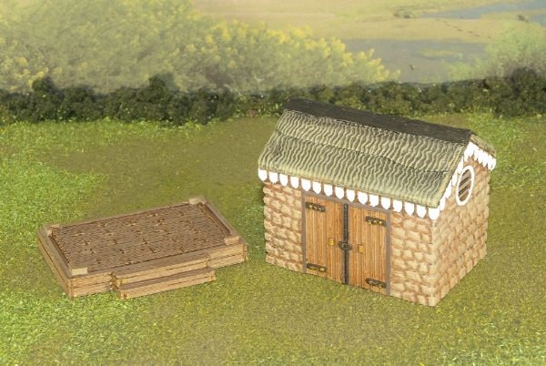 Picture of 1:72 Scale - Storage Shed - Stone - Wood Base