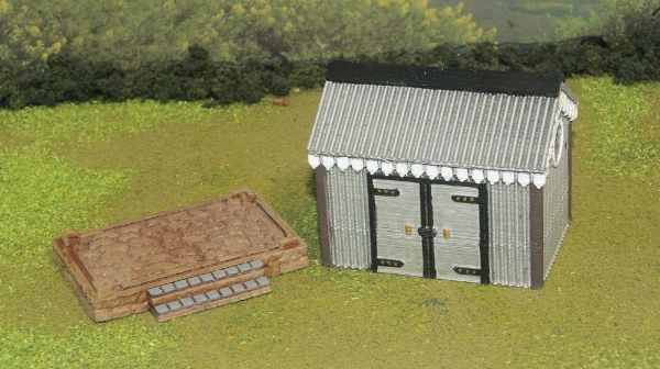 Picture of 1:56 Scale - Storage Shed - Corrugated Iron - Stone Base