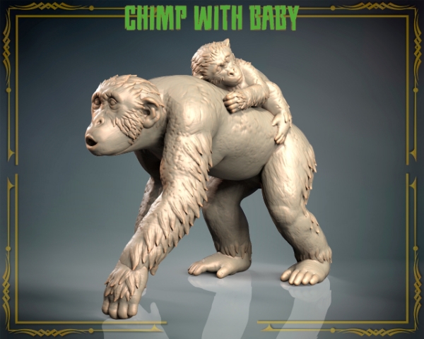 Picture of Animals Set 3 - 1/87 Scale - Chimp With Baby (5 Pack)