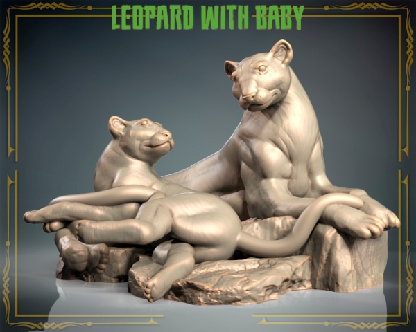 Picture of Animals Set 3 - 1/87 Scale - Leopard With Baby (2 Pack)