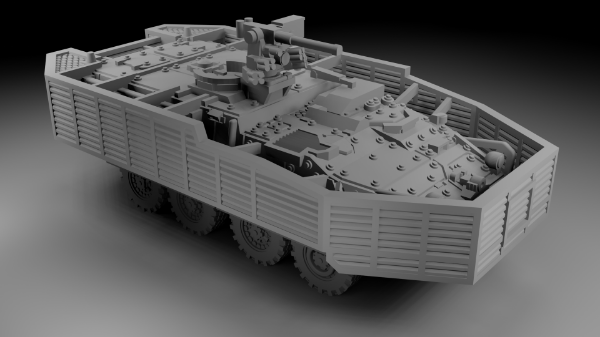 Picture of 1:100 Scale - M1126 Stryker ICV - Slats - With MG Weapons Station